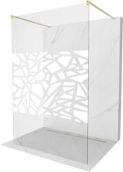 Mexen Kioto szabadonálló zuhanyfal 100 x 200 cm, fehér minta 8 mm, arany kefélt - 800-100-002-55-85 (800-100-002-55-85)