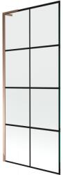 Mexen Next L, 1-szárnyas fürdőkádparaván 80 x 150 cm, fekete rács, rózsaarany - 895-080-000-03-77-60 (895-080-000-03-77-60)