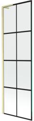 Mexen Next L egyoldalú kádparaván 60 x 150 cm, fekete rács, arany kefélt - 895-060-000-03-77-55 (895-060-000-03-77-55)