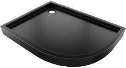 Mexen Flow+ aszimmetrikus bal félköralakú zuhanytálca 100 x 80 cm, fekete matt - 46Q708010LH (46Q708010LH)