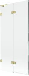Mexen Lunar L 2-szárnyas, baloldali fürdőkádparaván 90 x 150 cm, átlátszó, arany szálcsiszolt - 897L-090-100-55-00-L (897L-090-100-55-00-L)