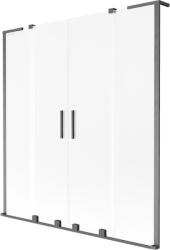 Mexen Velar L Duo kádparaván 2-szárnyú tolóajtóval 160 x 150 cm, zúzmarás, gun szürke kefélt - 896-160-003-32-66 (896-160-003-32-66)