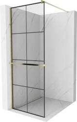 Mexen Kioto+ zuhanyfal polccal Walk-in 80 x 200 cm, fekete rács, arany - 800-080-121-50-77 (800-080-121-50-77)