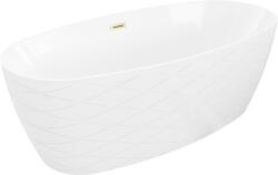 Mexen Olea szabadon álló kád mintás 170 x 80 cm, fehér, arany szálcsiszolt túlfolyó - 52821708000-55 (52821708000-55)