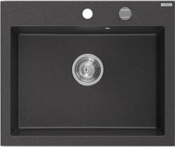 Mexen Elix gránit mosogató 1-medencés 600 x 500 mm, fekete pöttyös, króm szifon - 6525601005-76 (6525601005-76)