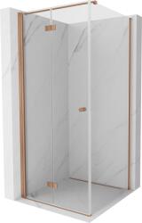 Mexen Mist-F összecsukható bal zuhanykabin 95 x 95 cm, átlátszó, kefézett réz - 8A6T-095-095-65-00-L (8A6T-095-095-65-00-L)