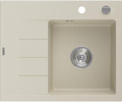 Mexen Ben gránit mosogató 1-medencés csepegtetővel, jobb, 600 x 500 mm, bézs, króm szifon - 6523605000-69 (6523605000-69)