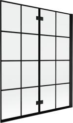 Mexen Mist 2-szárnyú jobbos fürdőszobai paraván 140 x 150 cm, fekete rács, fekete - 8A9-140-002-70-77-P (8A9-140-002-70-77-P)