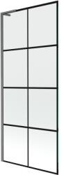 Mexen Next L egyajtós fürdőszobai paraván 80 x 150 cm, fekete rácsos, gun gray kefe - 895-080-000-03-77-66 (895-080-000-03-77-66)