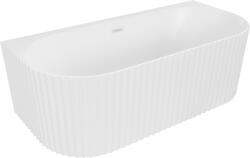 Mexen Sella falra szerelhető szabadon álló bordázott kád 150 x 75 cm, fehér matt, fehér túlfolyó - 52711507501-20 (52711507501-20)