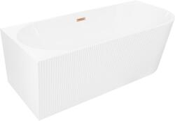 Mexen Silo szabadon álló sarokkád bal oldali bordázott 150 x 75 cm, fehér, kefe réz túlfolyó - 52891507500L-65 (52891507500L-65)