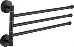 Mexen háromkarú forgatható törölközőtartó, fekete - 7039243-70 (7039243-70)