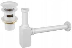  Mexen félszifon mosdóhoz négyzet alakú, kattintós leeresztő dugóval, túlfolyós, fehér - 7992060-20 (7992060-20)