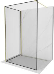 Mexen Kioto zuhanyfal Walk-in 120 x 120 cm, fekete keret, arany szálcsiszolt - 800-120-212-55-70-120 (800-120-212-55-70-120)