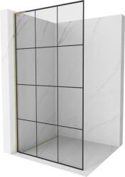 Mexen Kioto L Walk-in zuhanyfal 120 x 200 cm, fekete rácsminta, arany - 800-120-103-50-77 (800-120-103-50-77)