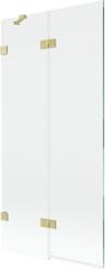 Mexen Lunar kétszárnyú bal oldali fürdőkád paraván 90 x 150 cm, átlátszó, arany kefélt - 897-090-100-55-00-L (897-090-100-55-00-L)