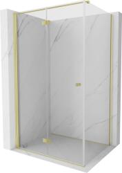 Mexen Mist-F összecsukható zuhanykabin balos 100 x 90 cm, átlátszó, arany kefe - 8A6T-100-090-55-00-L (8A6T-100-090-55-00-L)