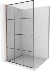 Mexen Kioto L Walk-in zuhanyfal 110 x 200 cm, fekete rács, kefélt réz - 800-110-103-65-77 (800-110-103-65-77)