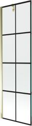 Mexen Next 1-szárnyú zuhanyfal 60 x 150 cm, fekete rácsos, arany - 895-060-000-00-77-50 (895-060-000-00-77-50)