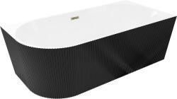 Mexen Silo szabadon álló sarokkád jobb bordázott 170 x 80 cm, fehér/fekete, arany túlfolyó - 52891708075P-50 (52891708075P-50)