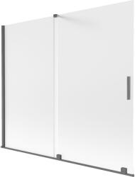 Mexen Velar két szárnyú, toló fürdőkádparaván 180 x 150 cm, ködös, kefe gun gray - 896-180-000-31-66 (896-180-000-31-66)