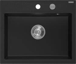 Mexen Oscar gránit mosogató egykamrás 580 x 490 mm, fekete, króm szifon - 6519581000-77 (6519581000-77)