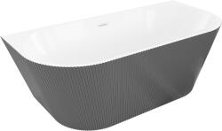 Mexen Oris szabadon álló, bordázott fal melletti kád 150 x 75 cm, fehér/szürke, fehér túlfolyás- 52871507562-20 (52871507562-20)