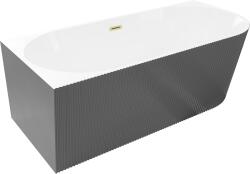 Mexen Silo szabadon álló sarokkád bal rifelt 170 x 80 cm, fehér/szürke, arany kefélt túlfolyó - 52891708062L-55 (52891708062L-55)