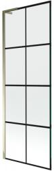 Mexen Next L egyirányú fürdőképernyő 70 x 150 cm, fekete rácsos, arany - 895-070-000-03-77-50 (895-070-000-03-77-50)