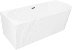 Mexen Silo szabadon álló sarokkád bal bordázott 170 x 80 cm, fehér, túlfolyó gun gray kefe - 52891708000L-66 (52891708000L-66)