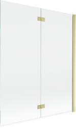 Mexen Mist kétszárnyú jobb oldali fürdőszobai paraván 140 x 150 cm, átlátszó, arany szálcsiszolt - 8A9-140-002-55-00-P (8A9-140-002-55-00-P)
