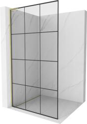 Mexen Kioto L zuhanyfal Walk-in 120 x 200 cm, fekete rácsos, arany szálcsiszolt - 800-120-103-55-77 (800-120-103-55-77)