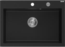 Mexen Elix 1-medencés gránit mosogató 700 x 500 mm, fekete, króm szifon - 6526701005-77 (6526701005-77)