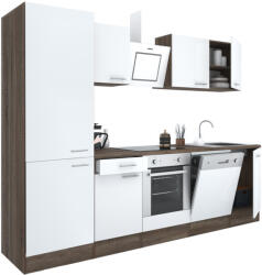Leziter Yorki 280 Konyhablokk - Yorki Tölgy Korpusz, Selyemfényű Fehér Front, Alsó Sütős Elemmel, Polcos Szekrénnyel
