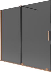 Mexen Velar fürdőkád paraván 2-szárnyas toló 170 x 150 cm, grafit, kefe hatású réz - 896-170-000-41-65 (896-170-000-41-65)