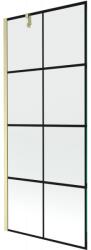 Mexen Next egyrészes fürdőkád paraván 80 x 150 cm, fekete rács, arany kefe - 895-080-000-00-77-55 (895-080-000-00-77-55)
