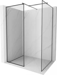 Mexen Kioto zuhanyfal Walk-in 130 x 120 cm, fekete keret, gun metal - 800-130-202-95-70-120 (800-130-202-95-70-120)