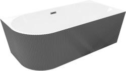 Mexen Silo szabadon álló sarok jobb bordázott kád 170 x 80 cm, fehér/szürke, túlfolyó gun gray kefélt - 52891708062P-66 (52891708062P-66)