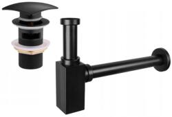  Mexen mosdó szifon négyszögletes klik-klak leeresztővel, túlfolyós, fekete - 7992660-70 (7992660-70)
