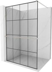 Mexen Kioto+ zuhanyfal polccal Walk-in 130 x 200 cm, fekete rács, matt nikkel - 800-130-121-97-77 (800-130-121-97-77)
