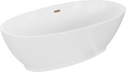 Mexen Bilbao szabadon álló kád 180 x 90 cm, fehér, bronz színű szálcsiszolt túlfolyó - 51311809000-65 (51311809000-65)