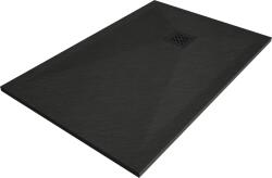 Mexen Stone+ 110 x 70 cm-es téglalap alakú kompozit zuhanytálca, fekete, fekete burkolólap - 44707011-B (44707011-B)