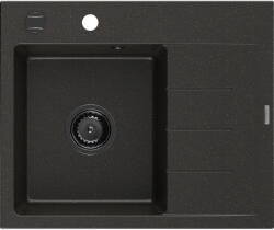 Mexen Ben gránit mosogató egy kamrával és csepegtetővel, balos 600 x 500 mm, fekete/arany metál, fekete szifon (6522605000-75-B)