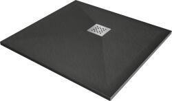 Mexen Stone+ 80 x 80 cm-es, antracit színű, kompozit négyzet alakú zuhanytálca - 44718080 (44718080)