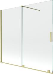 Mexen Velar kétszárnyú, 160 x 150 cm-es, átlátszó, arany kefélt kádparaván - 896-160-000-01-55 (896-160-000-01-55)