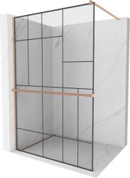 Mexen Kioto+ zuhanyfal polccal Walk-in 70 x 200 cm, fekete minta, kefélt réz - 800-070-121-65-78 (800-070-121-65-78)