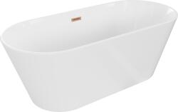 Mexen Flavia szabadon álló kád 160 x 75 cm, fehér, réz túlfolyó csiszolt - 54031608000-65 (54031608000-65)