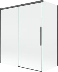 Mexen Rox kétszárnyú tolóajtós kádparaván, 140 + 70 x 150 cm, átlátszó, szálcsiszolt sötétszürke - 8C9-140-070-66-00 (8C9-140-070-66-00)