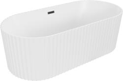 Mexen Paola szabadon álló bordázott kád 170 x 80 cm, fehér matt, fekete túlfolyó - 52721708001-70 (52721708001-70)