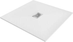 Mexen Hugo négyzet alakú zuhanytálca SMC 100 x 100 cm, fehér, inox burkolat - 42101010-X (42101010-X)